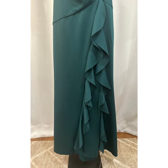 Xscape Scuba Off-The-Shoulder Gown Dress Hunter Green Size 8 NWT Elegant Sheath - Picture 7 of 16